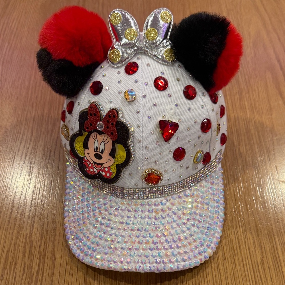 Hand Crafted Kids Hair Accessory Cap - Red, Black, Silver